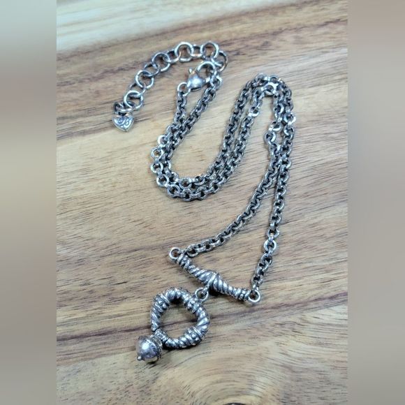 🌕 CLEARANCE BRIGHTON Twisted Wrapped Silver Plated Heart Necklace RETIRED - Picture 4 of 5